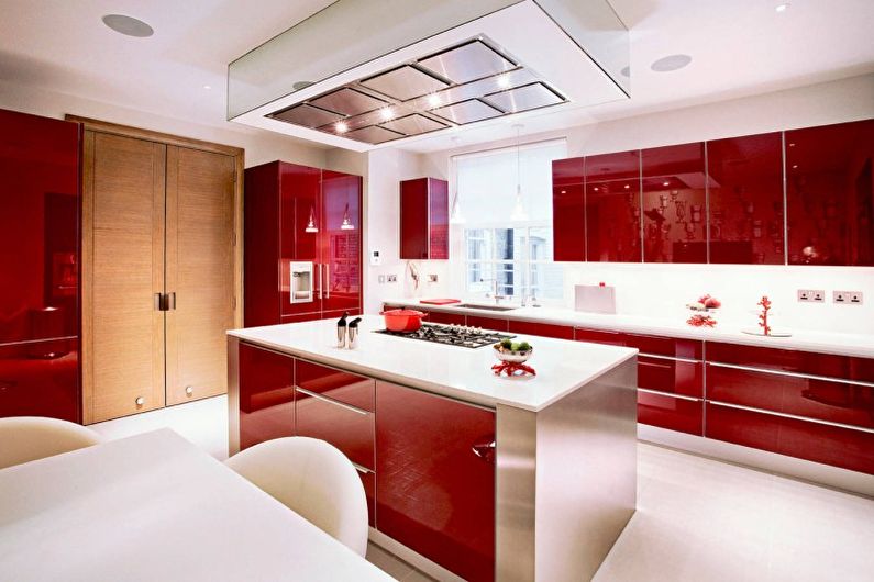 Interior design della cucina nel rosso - foto