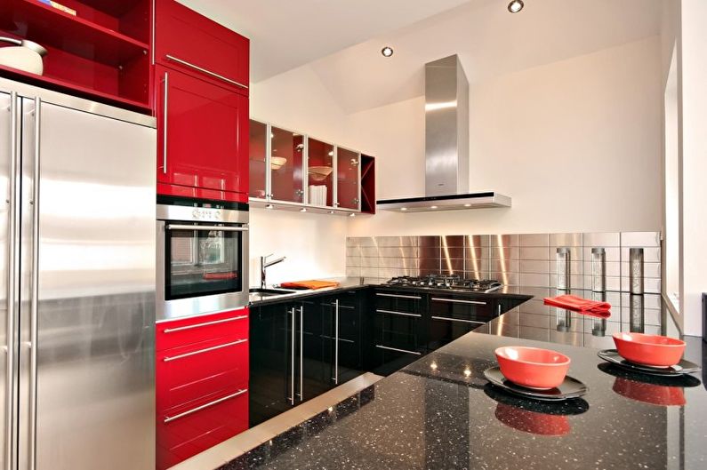 Design d'intérieur de cuisine en rouge - photo