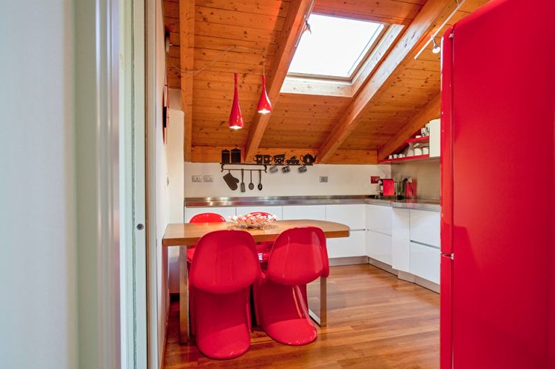 Design de interiores de cozinha em vermelho - foto