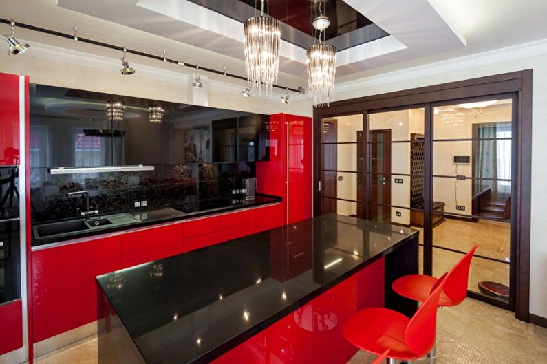 Design d'intérieur de cuisine en rouge - photo