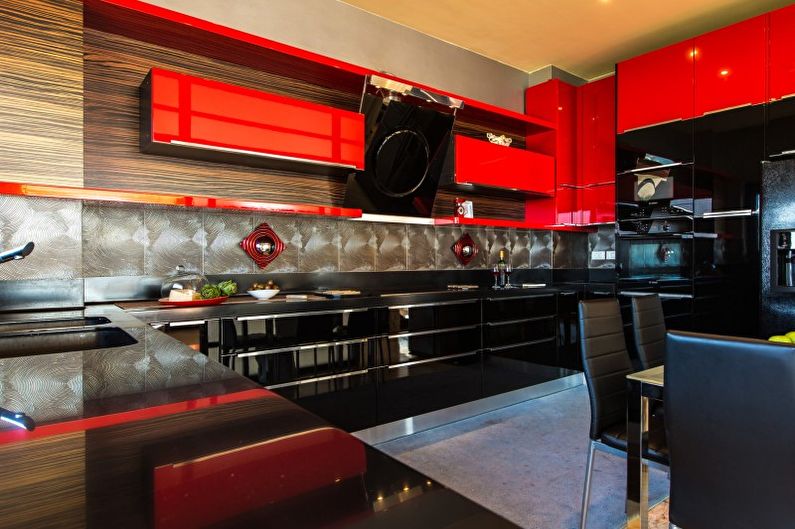 Interior design della cucina nel rosso - foto