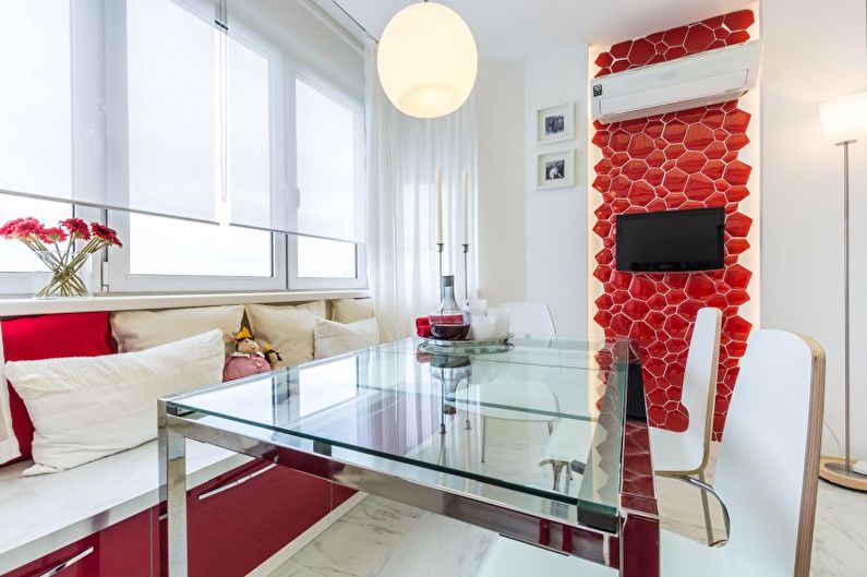 Design de interiores de cozinha em vermelho - foto