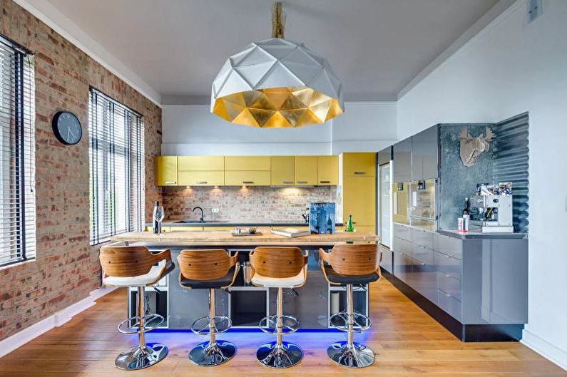 Cucina in stile loft giallo - Interior Design