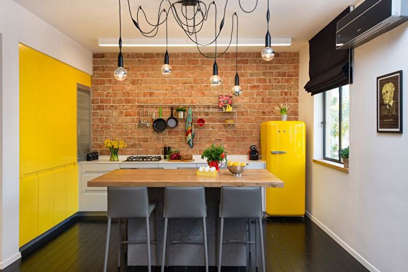 Yellow loft style kitchen - Interior Design