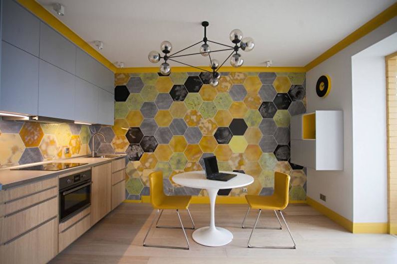 Cucina gialla design - decorazione murale