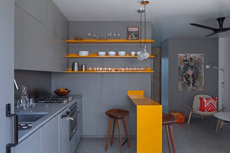 Small yellow kitchen design