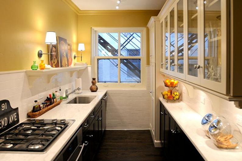 Small yellow kitchen design