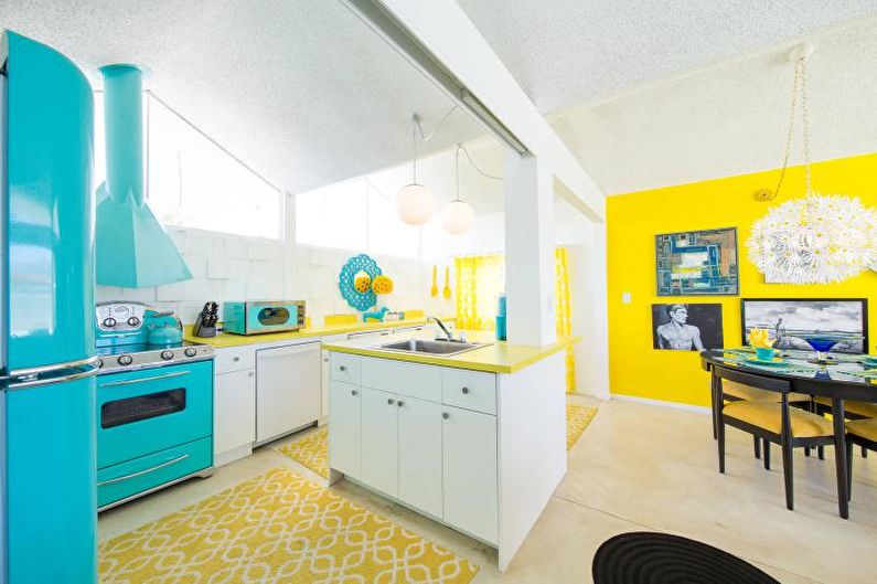 Design de interiores de cozinha em amarelo - foto