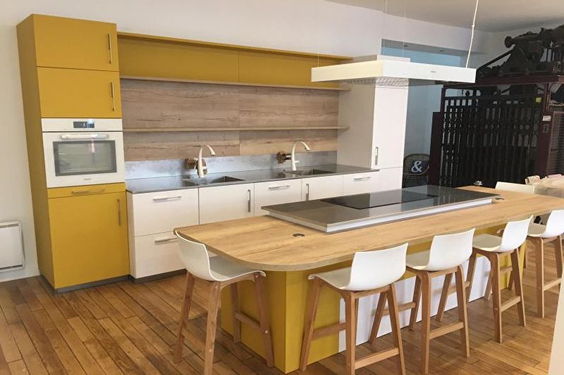 Design de interiores de cozinha em amarelo - foto