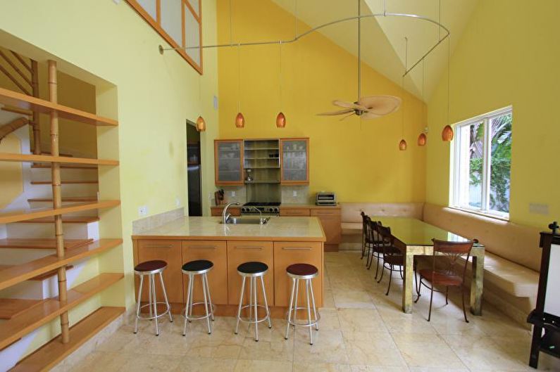 Interior design della cucina nel giallo - foto