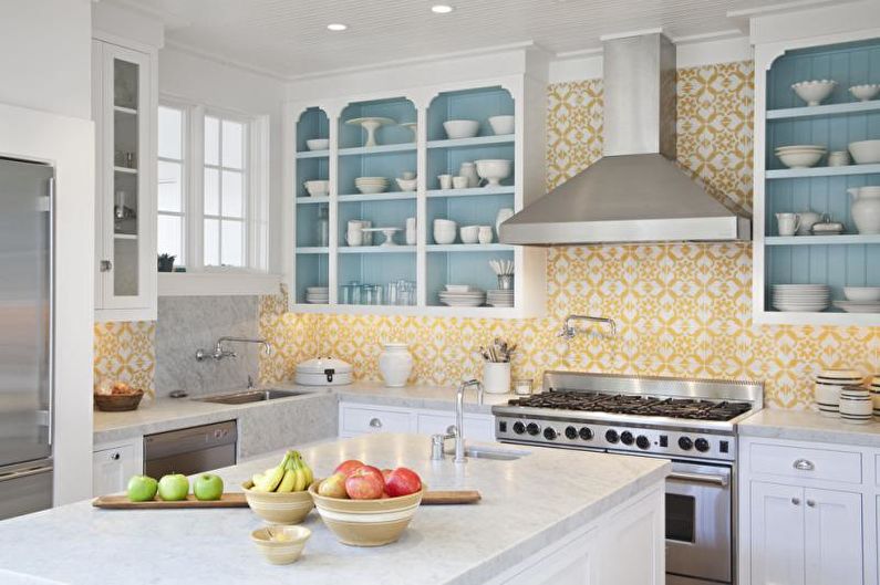 Design de interiores de cozinha em amarelo - foto