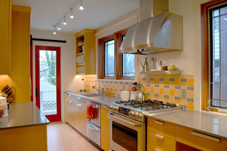 Design de interiores de cozinha em amarelo - foto