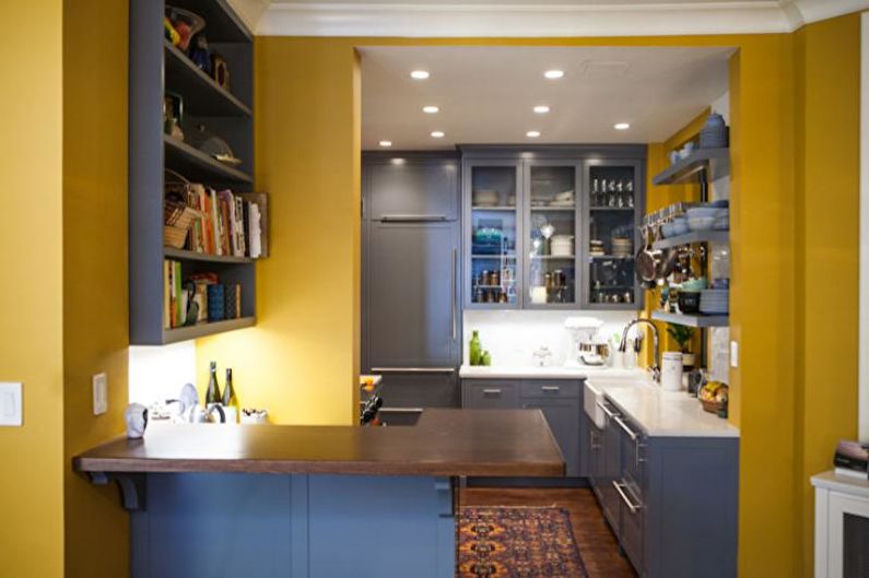 Design de interiores de cozinha em amarelo - foto