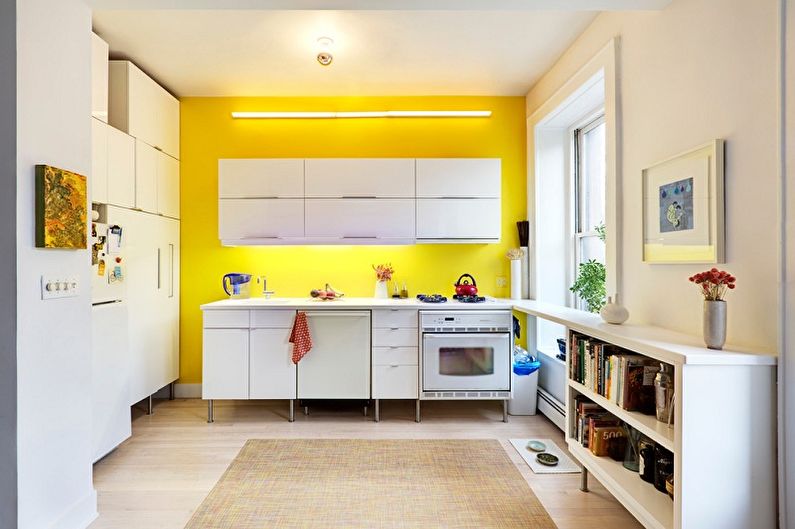 Design de interiores de cozinha em amarelo - foto