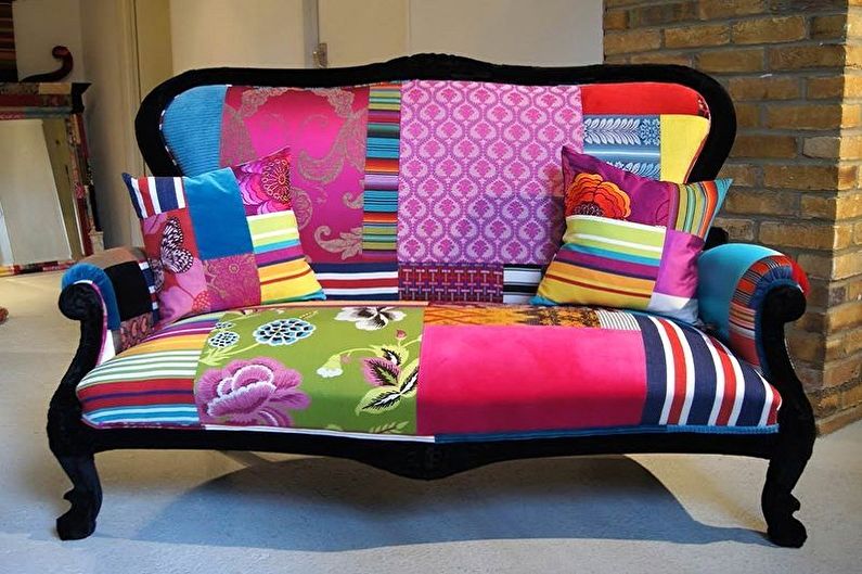 Patchwork style furniture dekorasyon