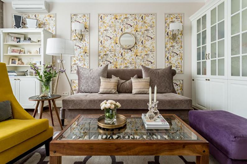 Combining wallpaper in the living room: 70 photo ideas