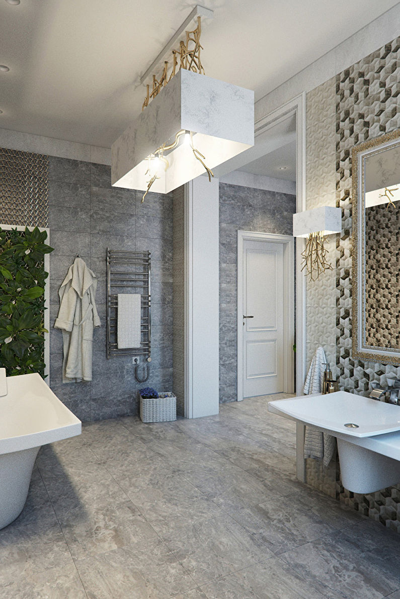 Yüzlerin Gerginliği: Modern bir tarzda banyo - fotoğraf 2