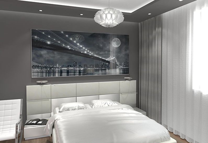 Gray bedroom in Khrushchev - interior design