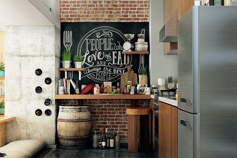 Kitchen design 8 sq.m. loft style