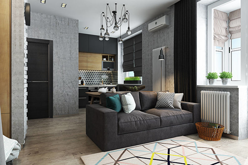 Stylish design of a studio apartment of 40 sq.m.