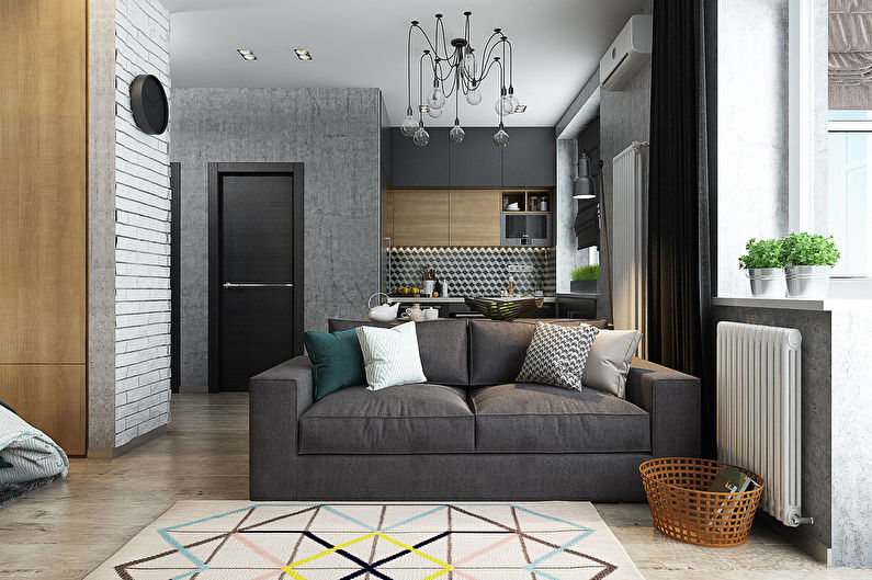 Stylish design of a studio apartment of 40 sq.m.