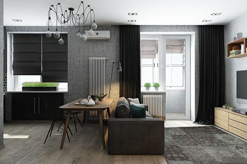 Stijlvol ontwerp van een studio-appartement van 40 m².