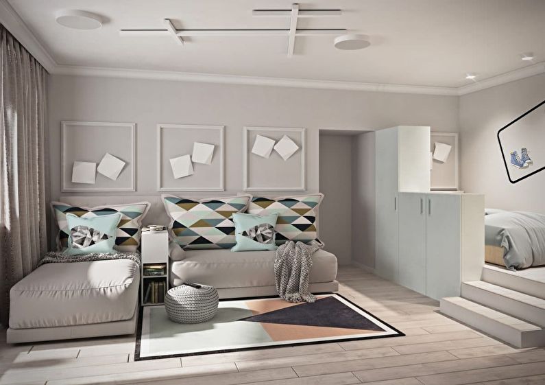 Apartamento de una habitación de 40 m2. para una familia de tres - diseño de interiores