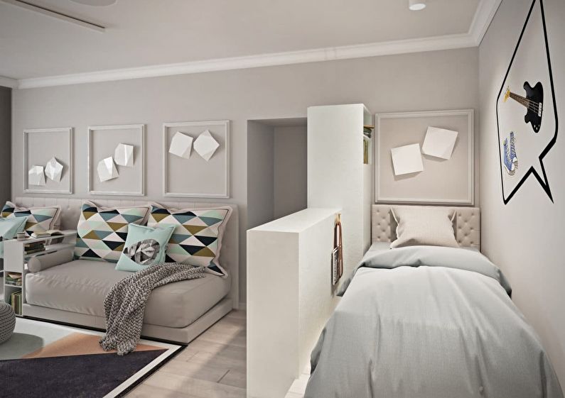 Apartamento de um quarto 40 m² para uma família de três pessoas - design de interiores