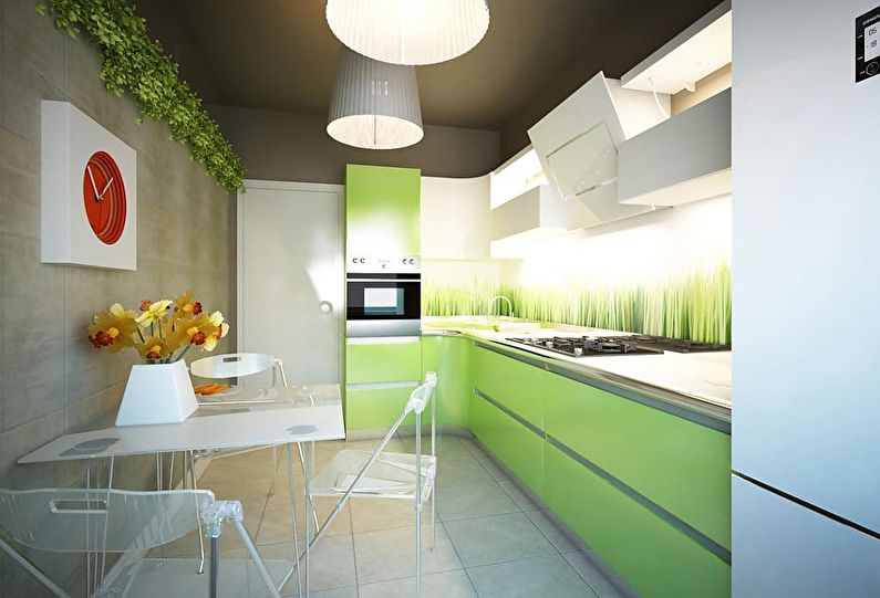 Pequeña cocina en verde - diseño de interiores