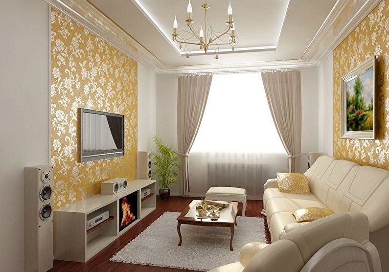 The interior design of the living room is 18 sq.m. - Photo