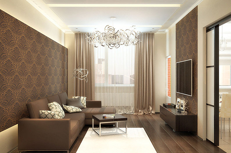 The interior design of the living room is 18 sq.m. - Photo