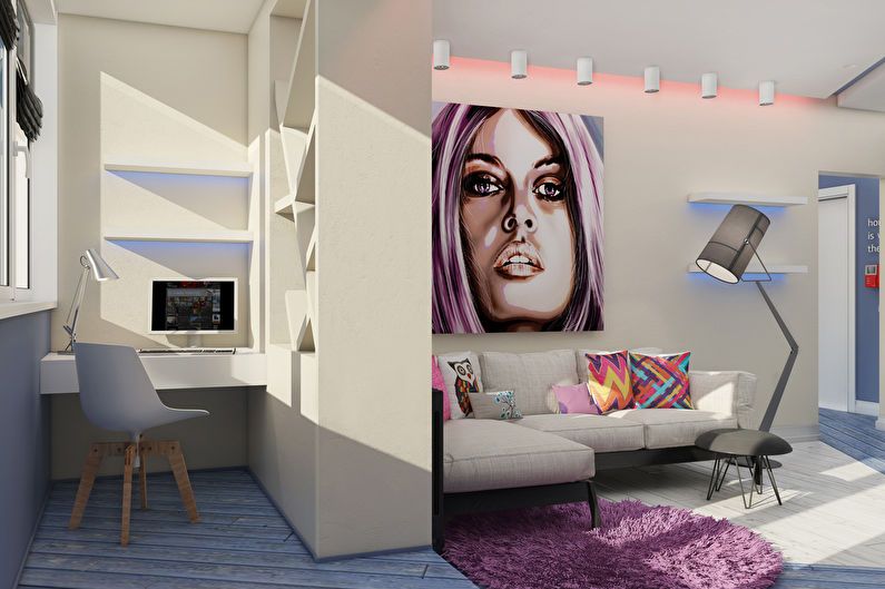 Proiectarea unui apartament cu o cameră în stilul pop art