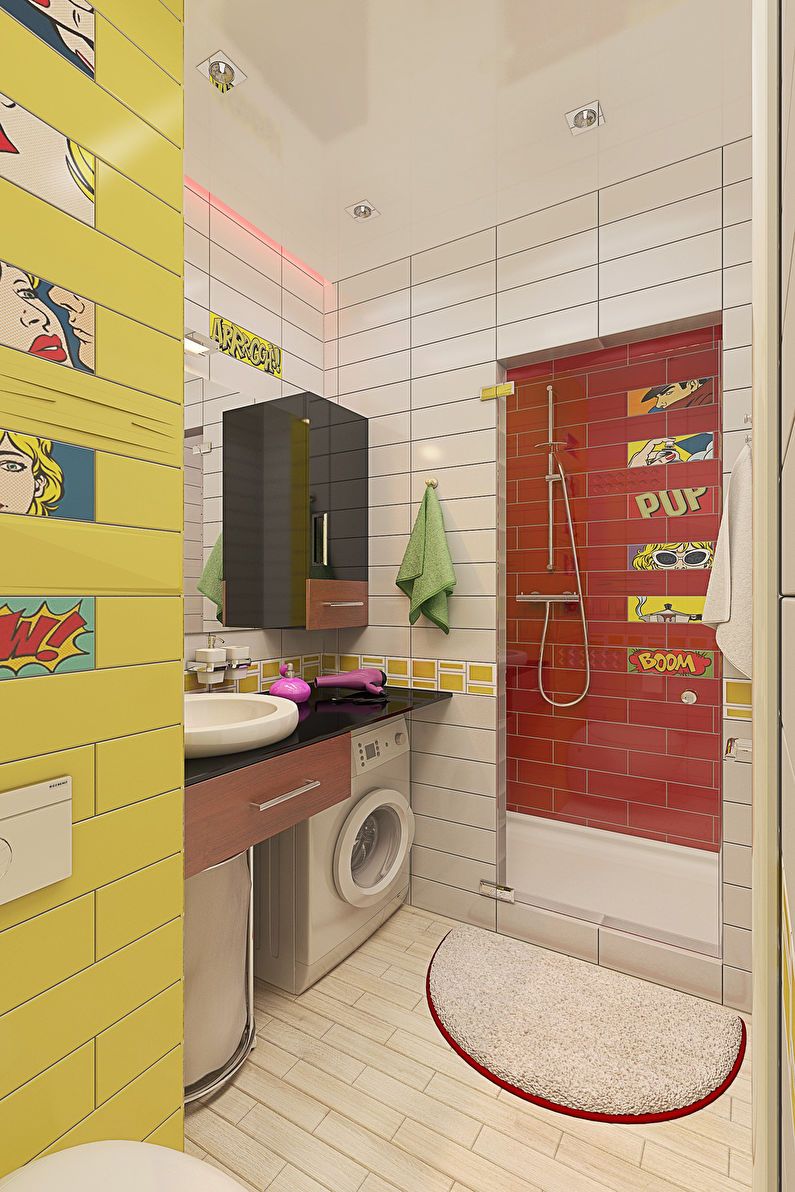 Conception d'un appartement d'une pièce dans le style du pop art