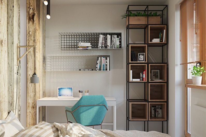 Design eines Studio-Apartments im Stil des Minimalismus