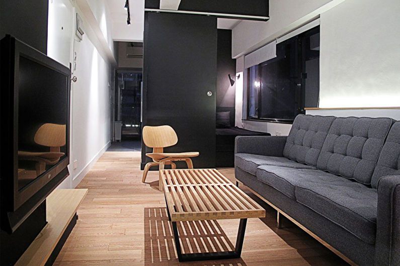 Disenyo ng isang apartment sa studio sa estilo ng minimalism