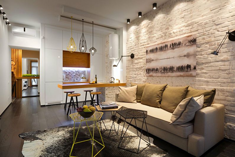 Design de interiores de um apartamento estúdio - foto