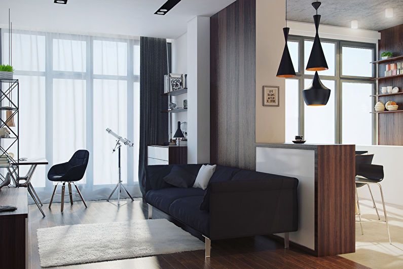 Diseño interior de un apartamento tipo estudio - foto