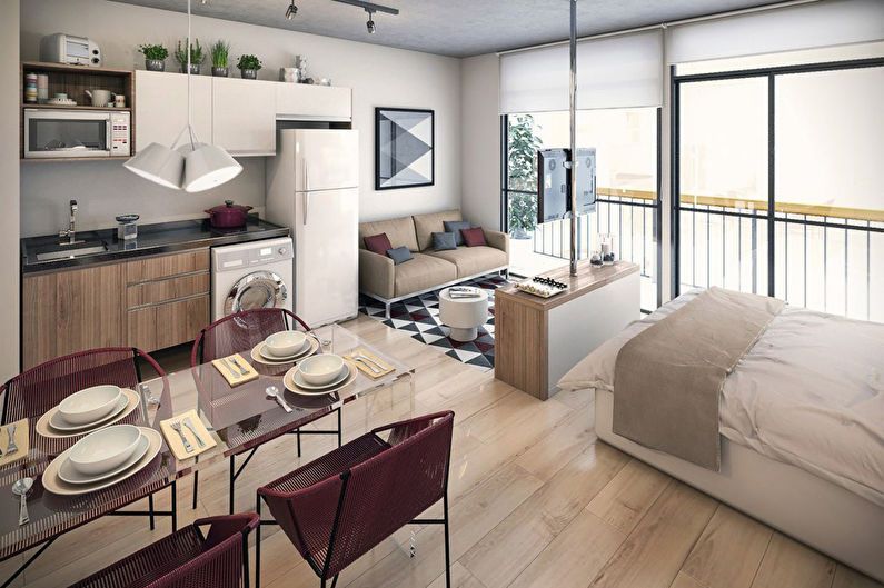 Design de interiores de um apartamento estúdio - foto