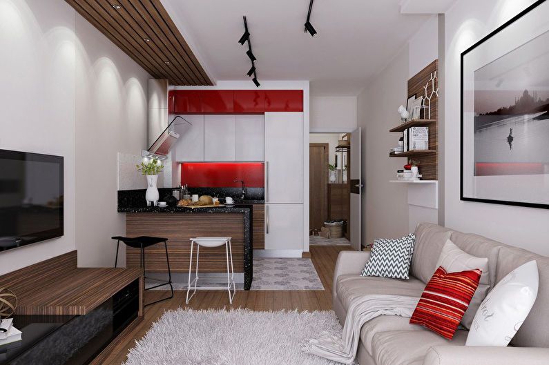 Diseño interior de un apartamento tipo estudio - foto