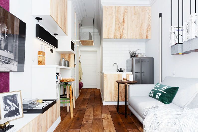 Diseño interior de un apartamento tipo estudio - foto