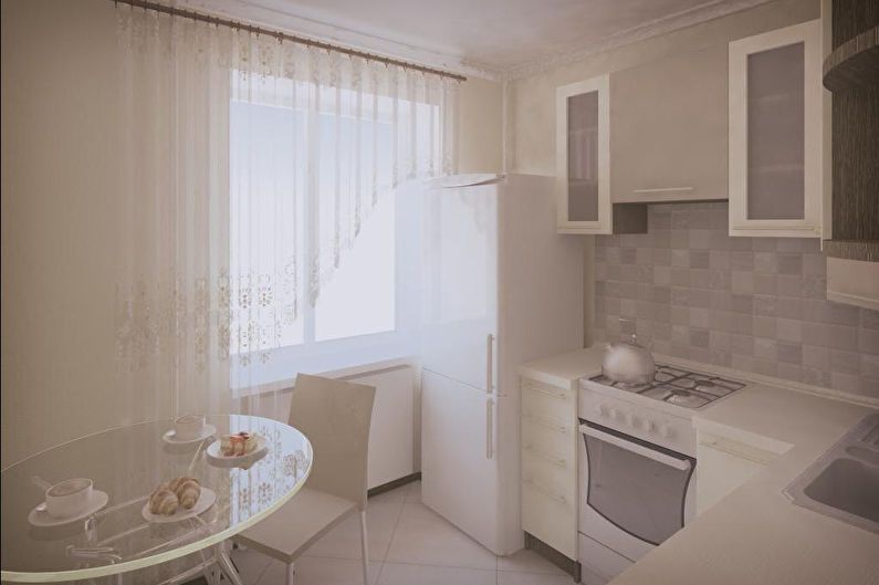 Cocina beige de 6 m2. - Diseño de interiores