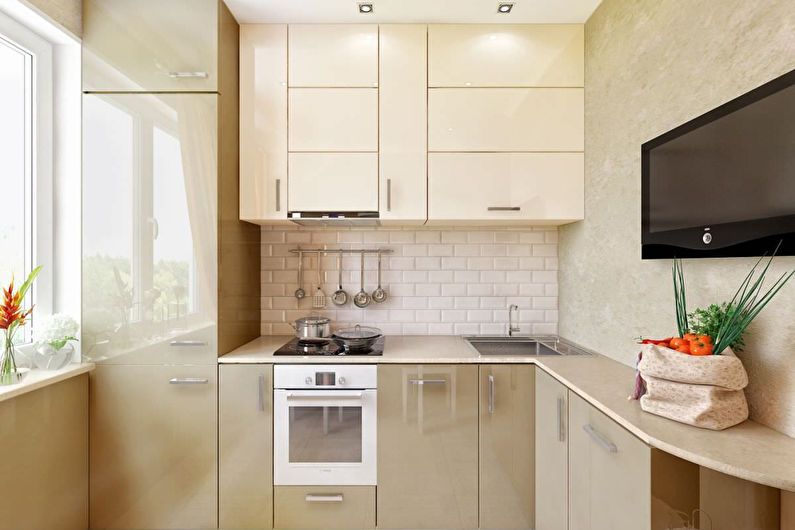 Cozinha bege 6 m². - Design de interiores