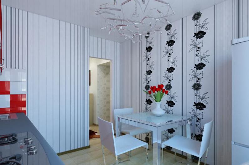 Vertical combination of wallpaper in the interior