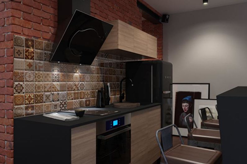 Estrecha cocina tipo loft - Diseño de interiores