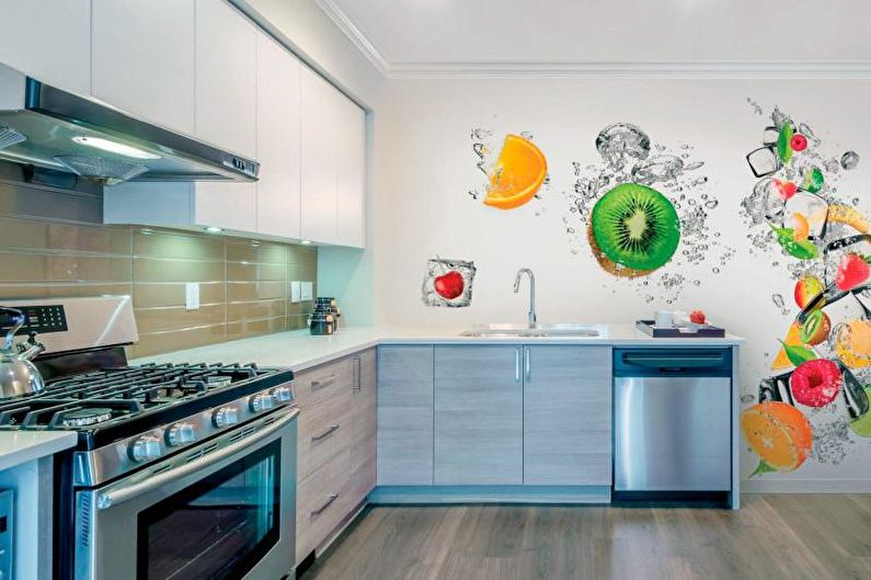 Mural en la cocina en un estilo moderno.