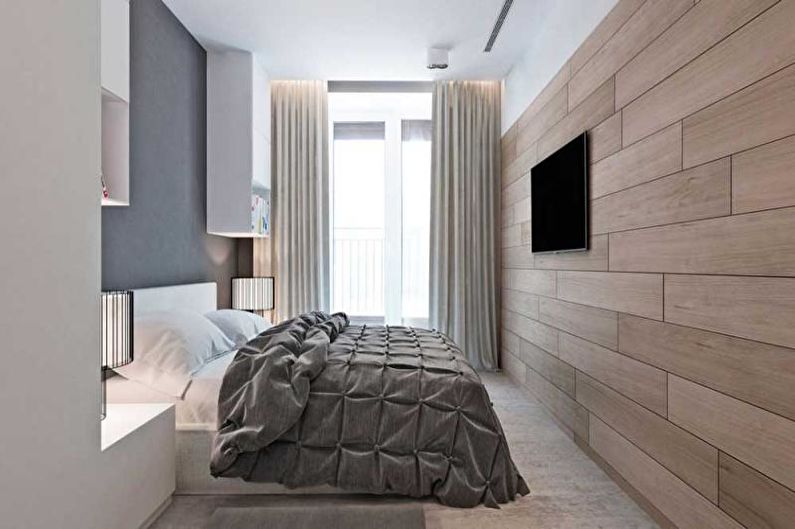 Laminate on the wall in the bedroom interior - photo