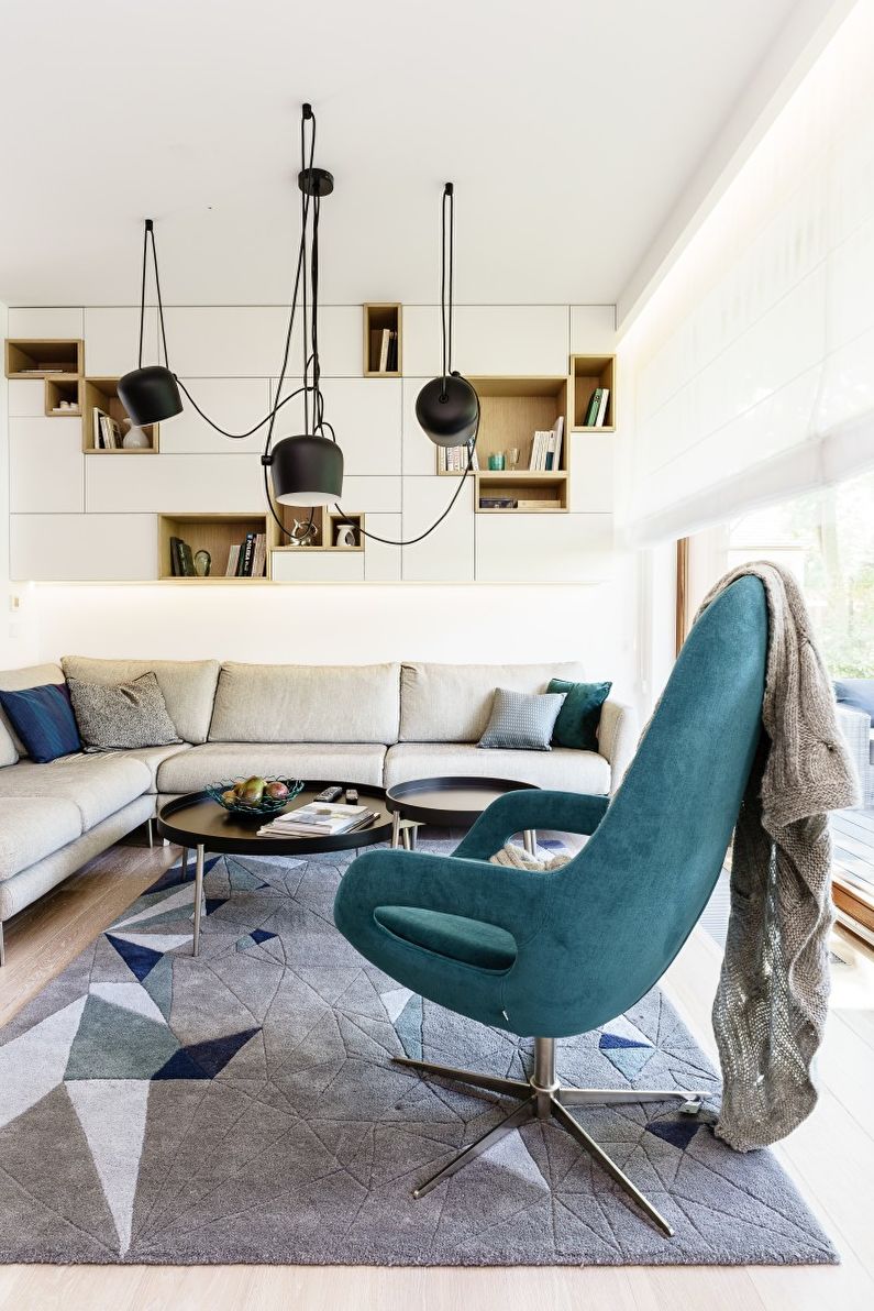 Woonkamer interieur in minimalistische stijl - foto