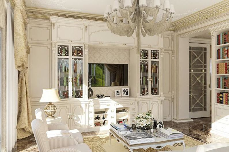 White Provence Living Room - Diseño de interiores