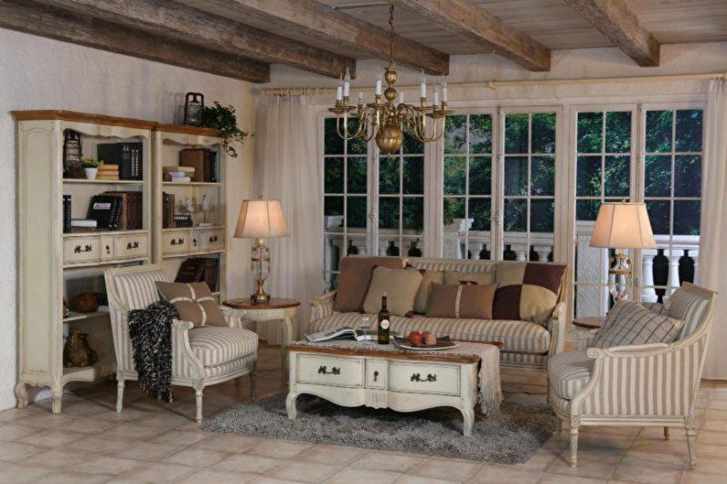 Interior design living room in provence style - photo