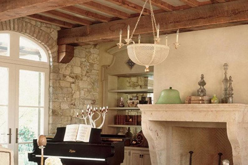 Interior design living room in provence style - photo